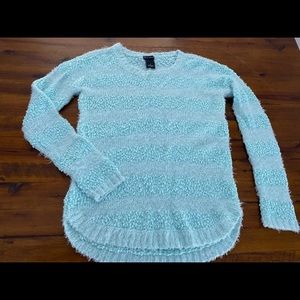 blue striped cozy sweater